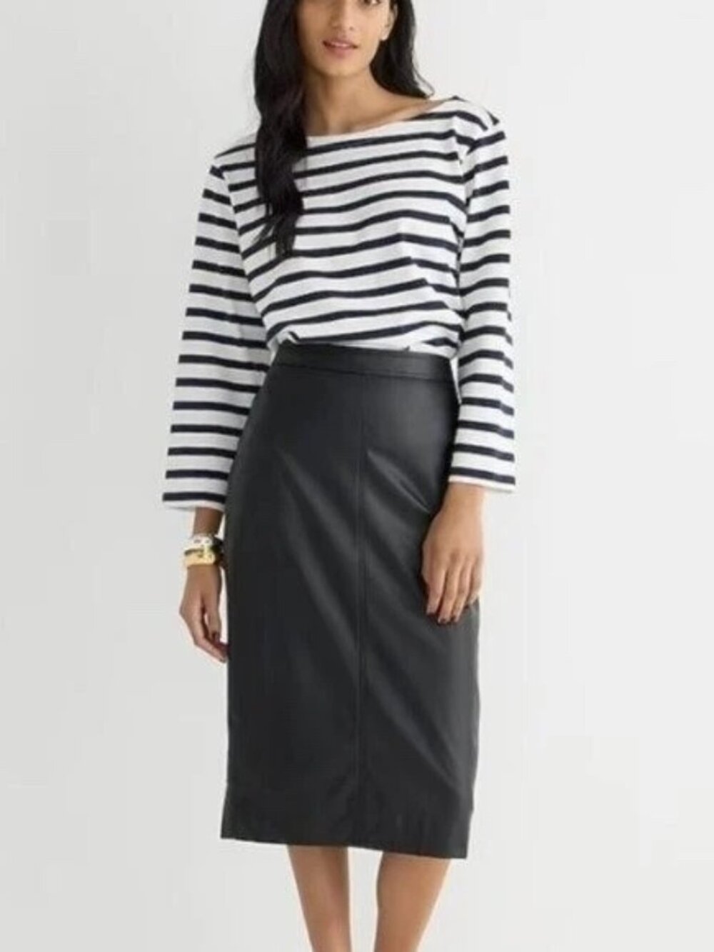 J.Crew Black Faux Leather Pencil Skirt - Size 12